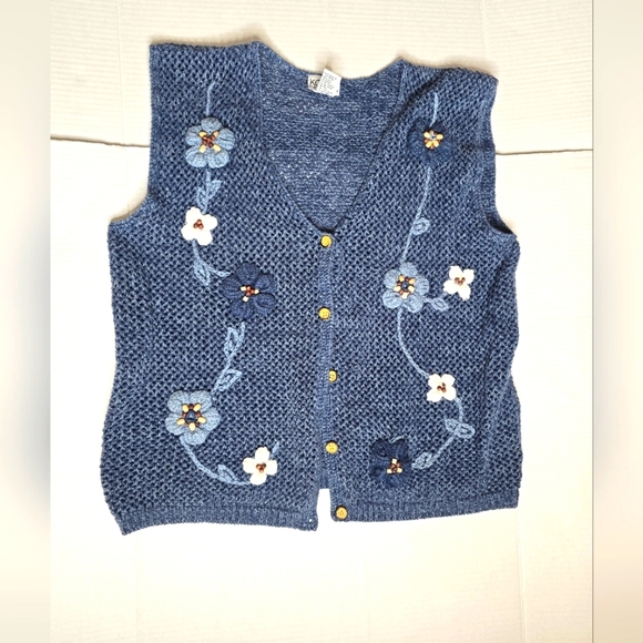 Koret Jackets & Blazers - Koret City Blues Embroidered Knit Sweater Vest